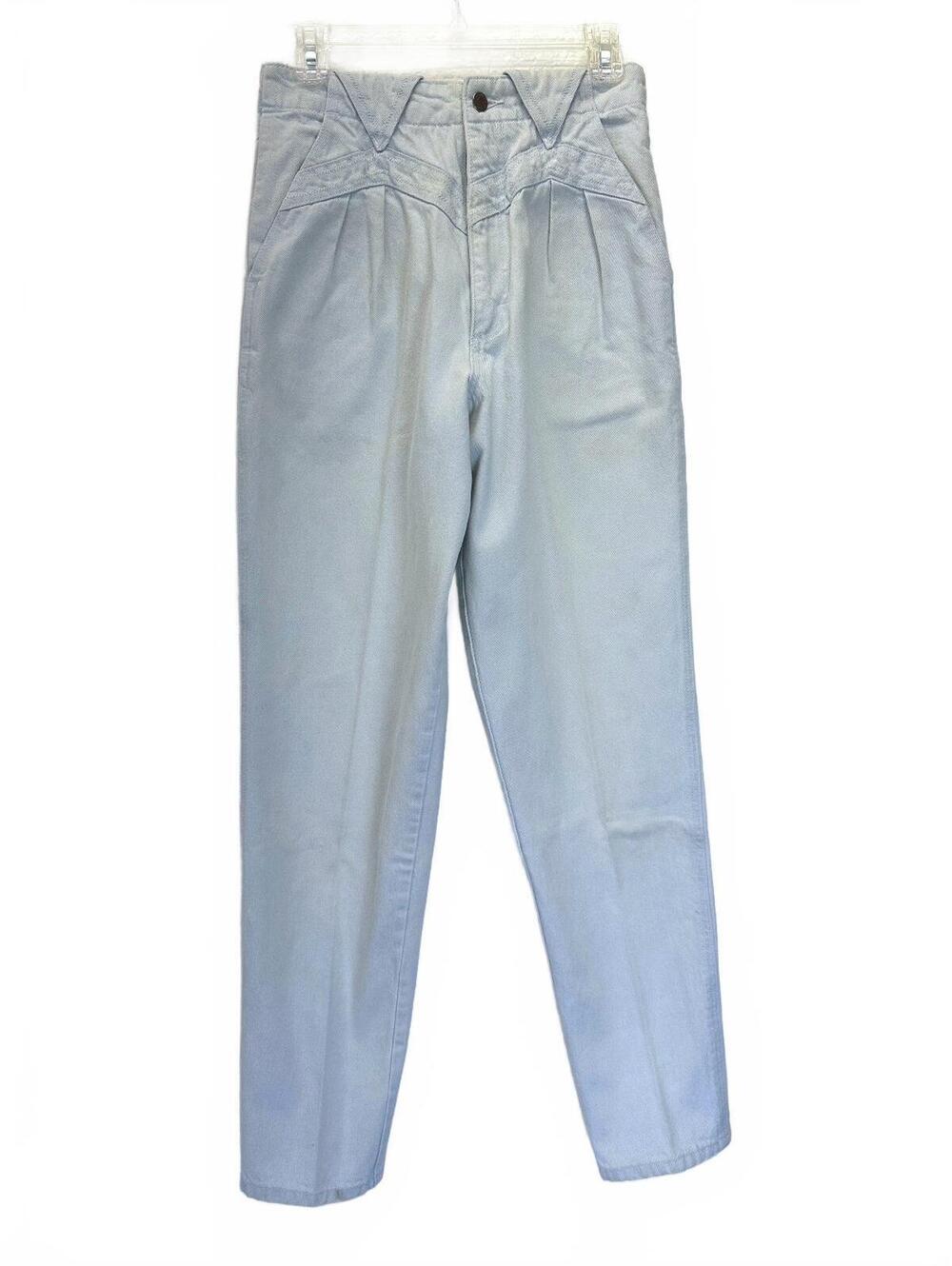 Vtg 1980s Wrangler V-Yoke  Pleated Lt Wash Tapered Pants Bare Back Western Yoke